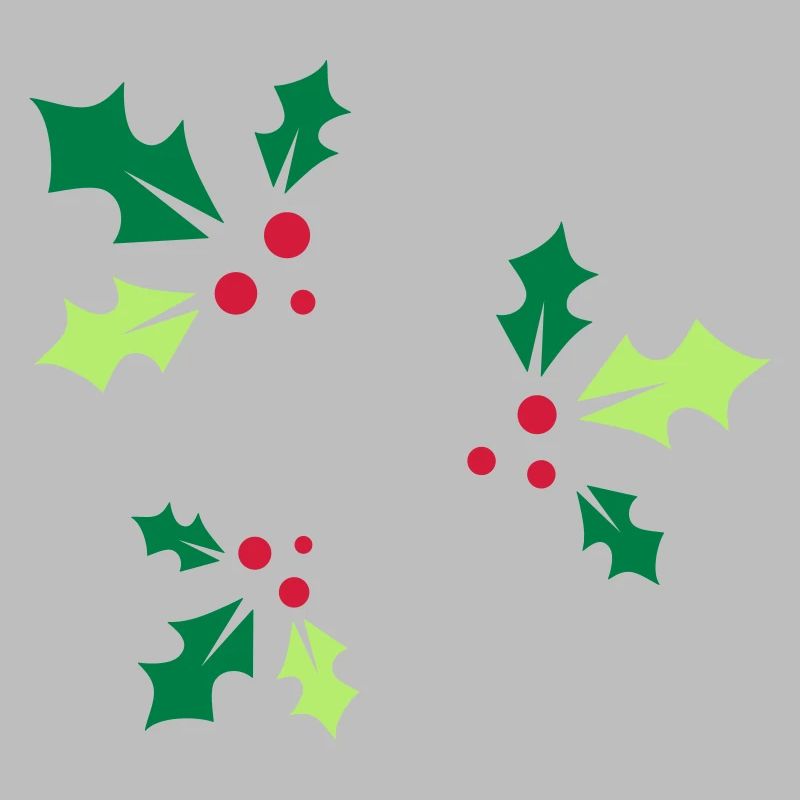 three holly branches with three red berries