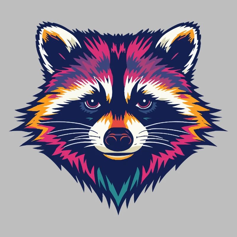 Farbexplosion Waschbär Kopf