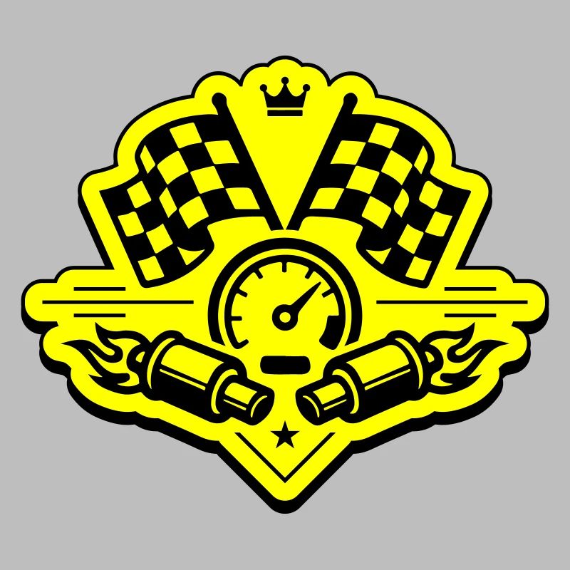 Drapeau de course, compteur de vitesse d'échappement