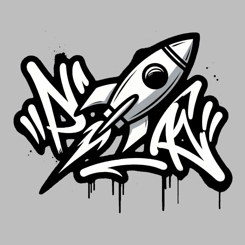 Graffiti rocket in black and white
