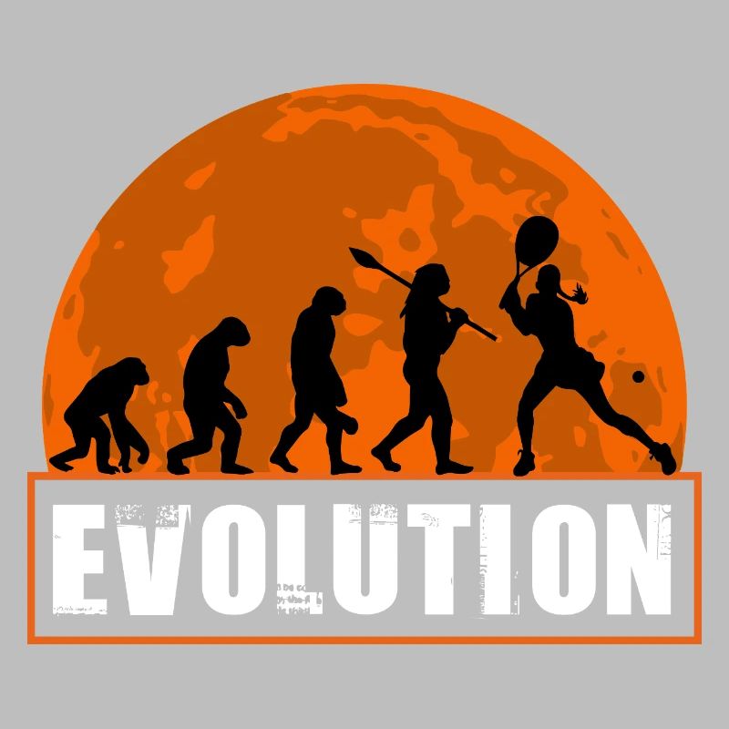 Tennis Evolution Female Player Retro Sunset Art