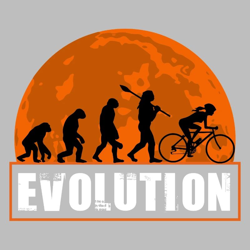 Evolution des Mannes, Radfahren, Radfahrer, Mädchenradfahrer, Fahrt