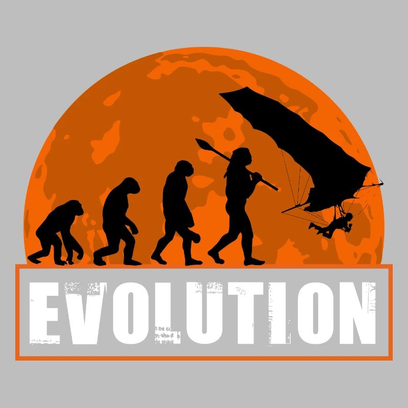 Évolution du design au coucher de soleil de pilote de deltaplane