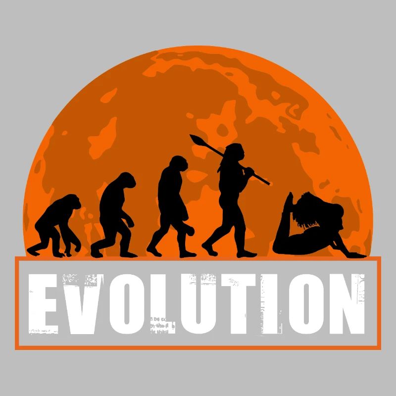 Yoga Evolution Silhouette Sunset Retro