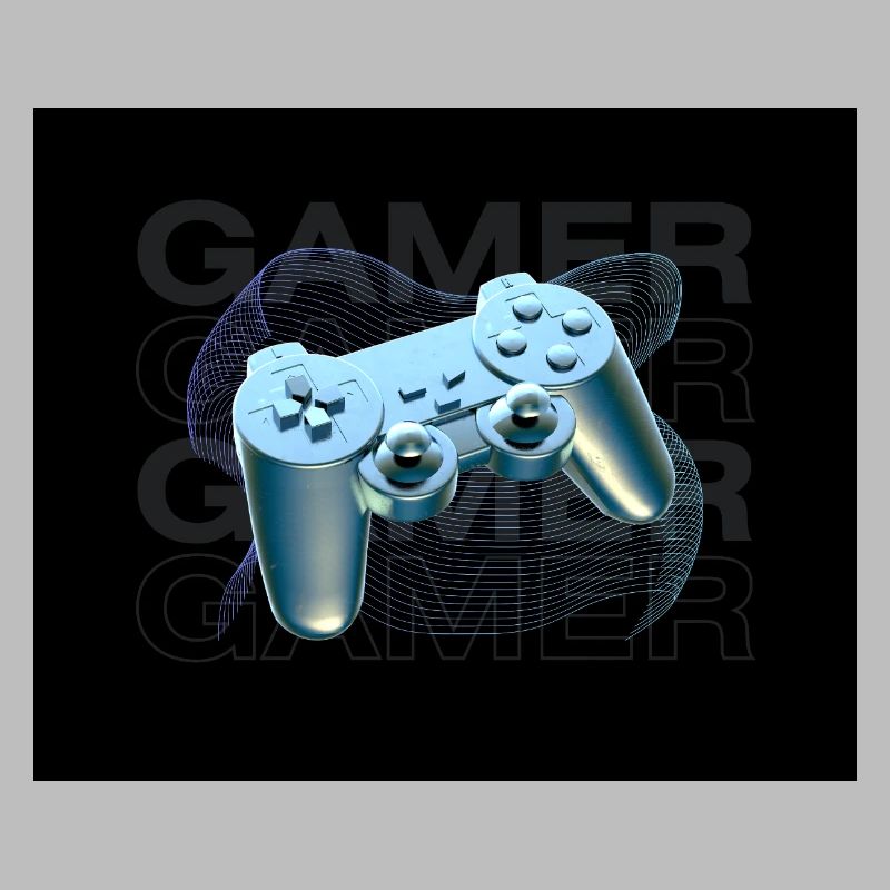 Neonblauer Controller 3D