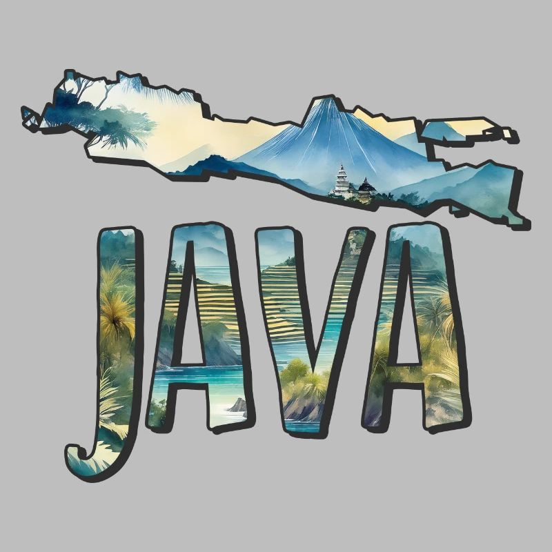 Carte aquarelle Java