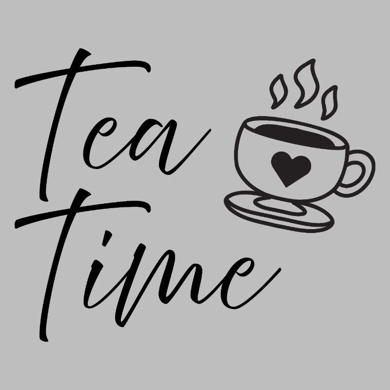 Tea Time Script Quote Cute Coffee Cup Design