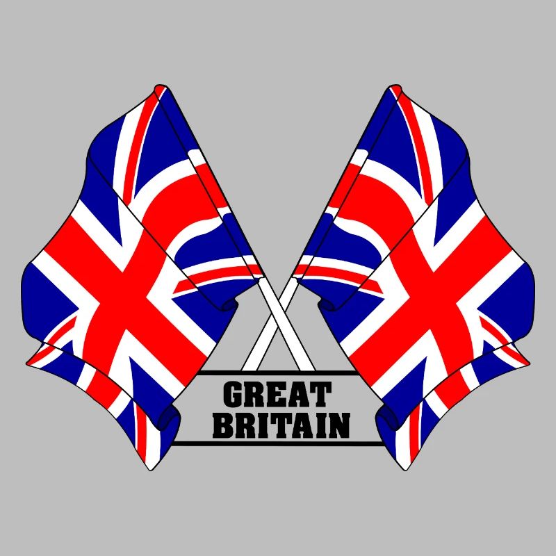 Crossed British flags with text