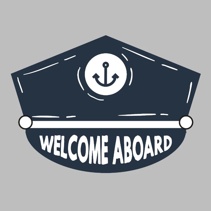 Nautic Design Welcome Aboard Anchor Patch Cap Navy