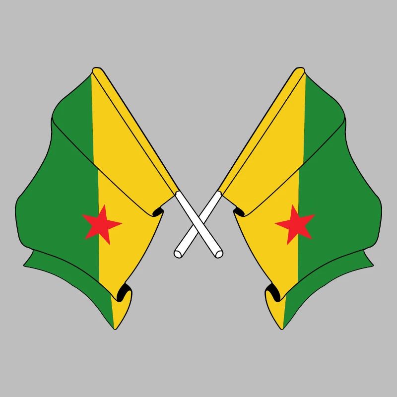 Deux drapeaux croisés de la Guyane