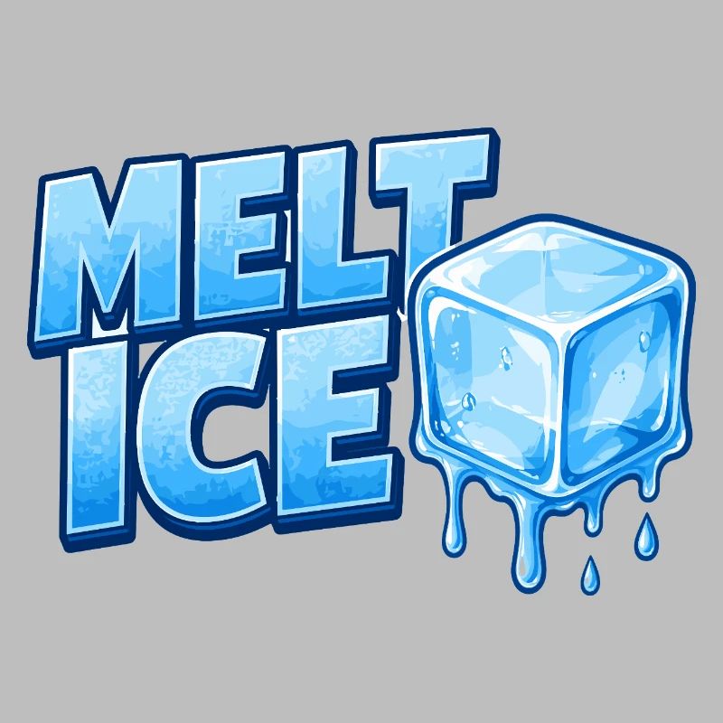 Melt Eis Eiswürfel Typo