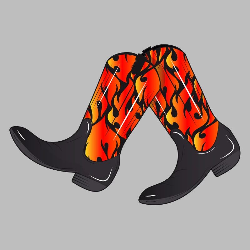 extravagant western boots with flame pattern