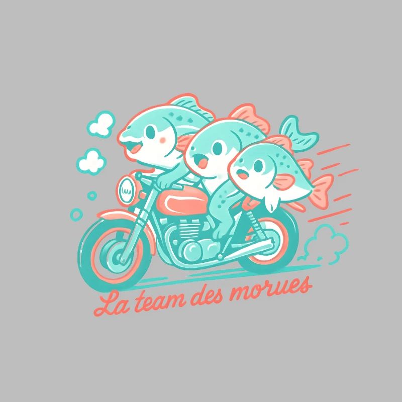 Turquoise cod on a motorcycle