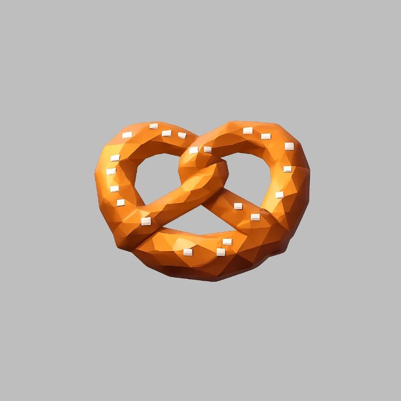 Low poly bretzel orange polygonal