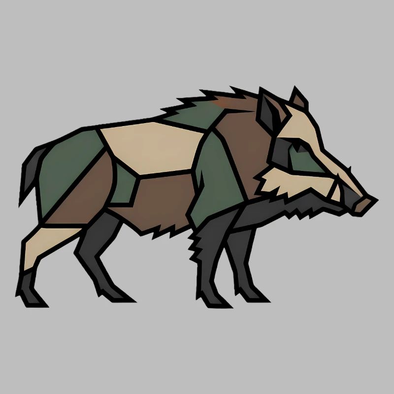Geometric Boar Low Poly