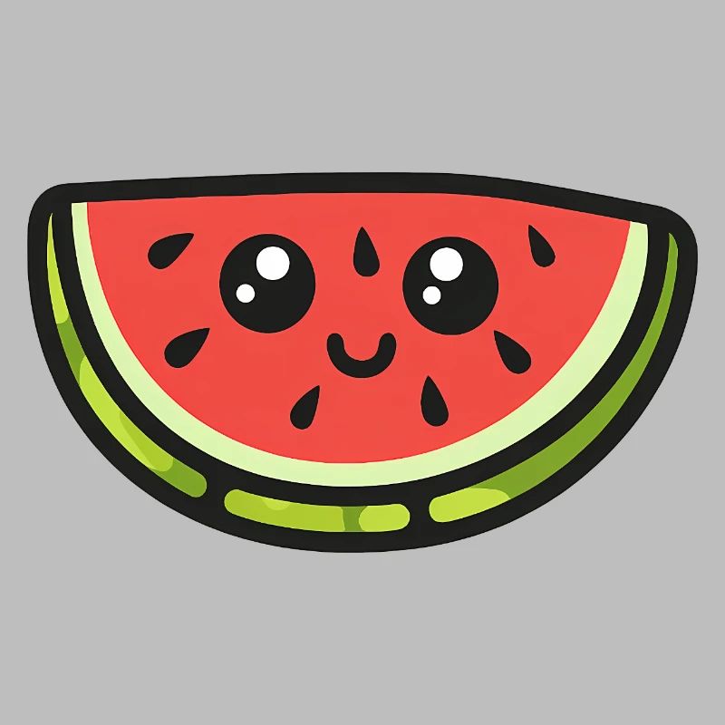 Dessin animé mignon de tranche de pastèque