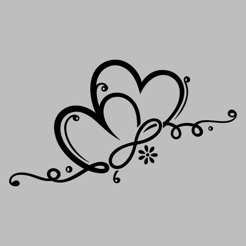 Zwei Herzen mit Blume und infinity