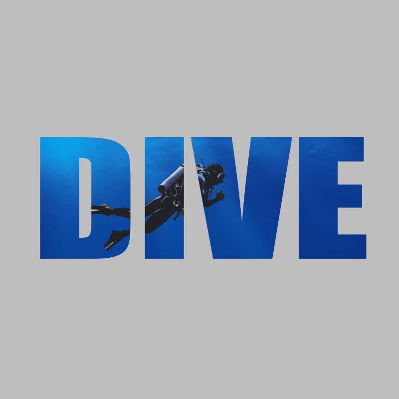 Dive Text with Diver in the Ocean