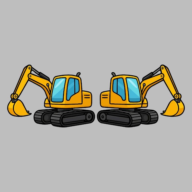 Silhouette de machine de construction double