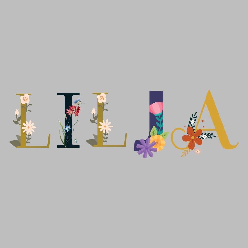 Le nom de LILJA décoré de fleurs