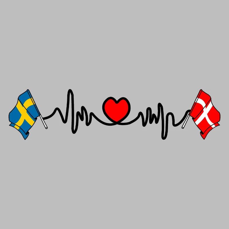 Cardio hartjet Drapeau Suède, drapeau Danemark