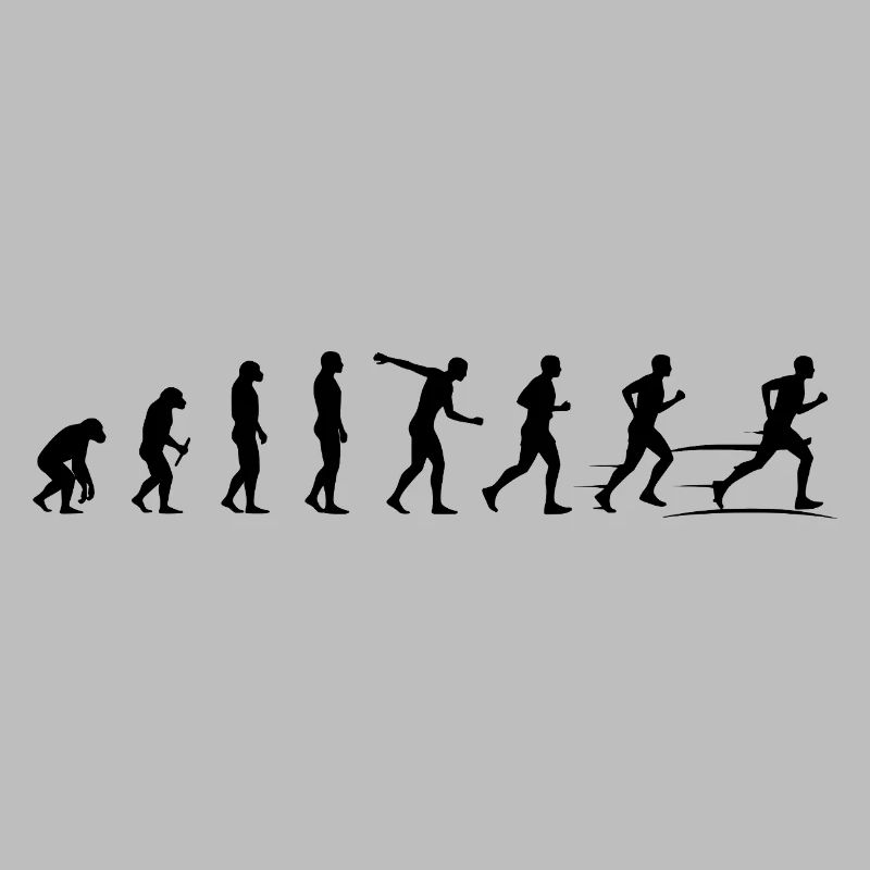 Marathon Runner Evolution T-Shirt Sticker Throw Pillow