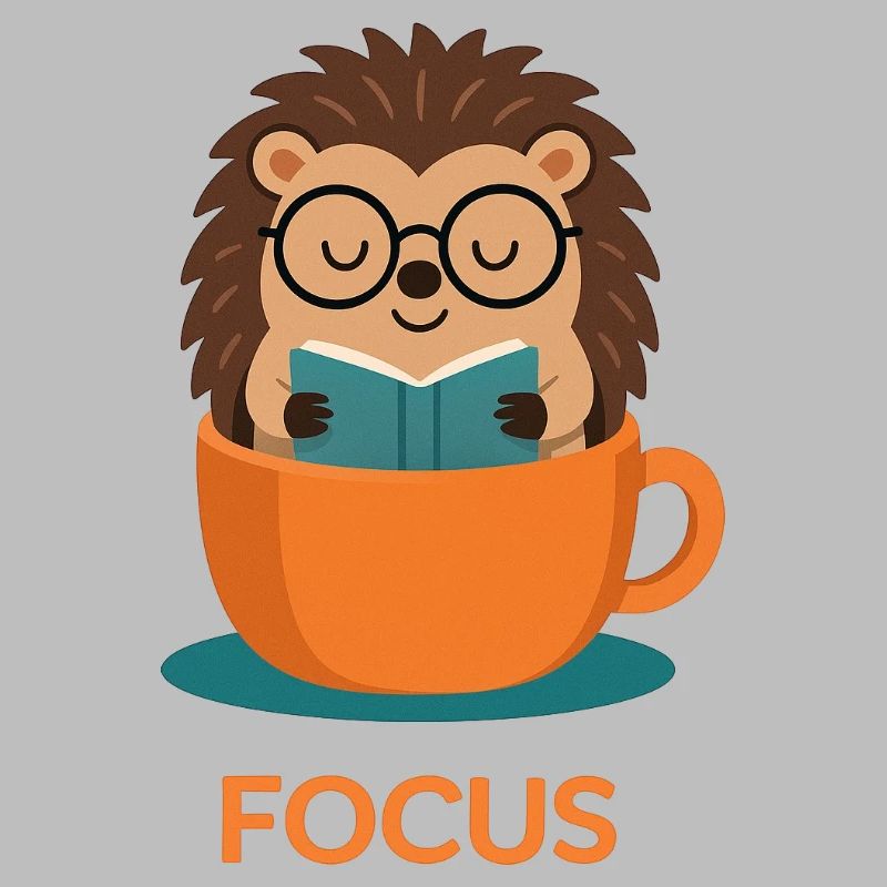 Original studious cute hedgehog