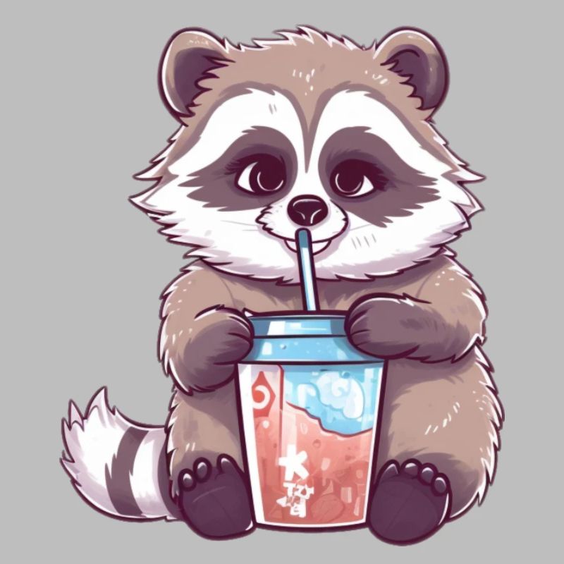Waschbär mit Eiskaffee