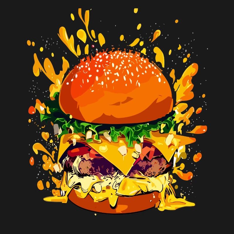 Cheeseburger extravagant avec éclaboussures de fromage