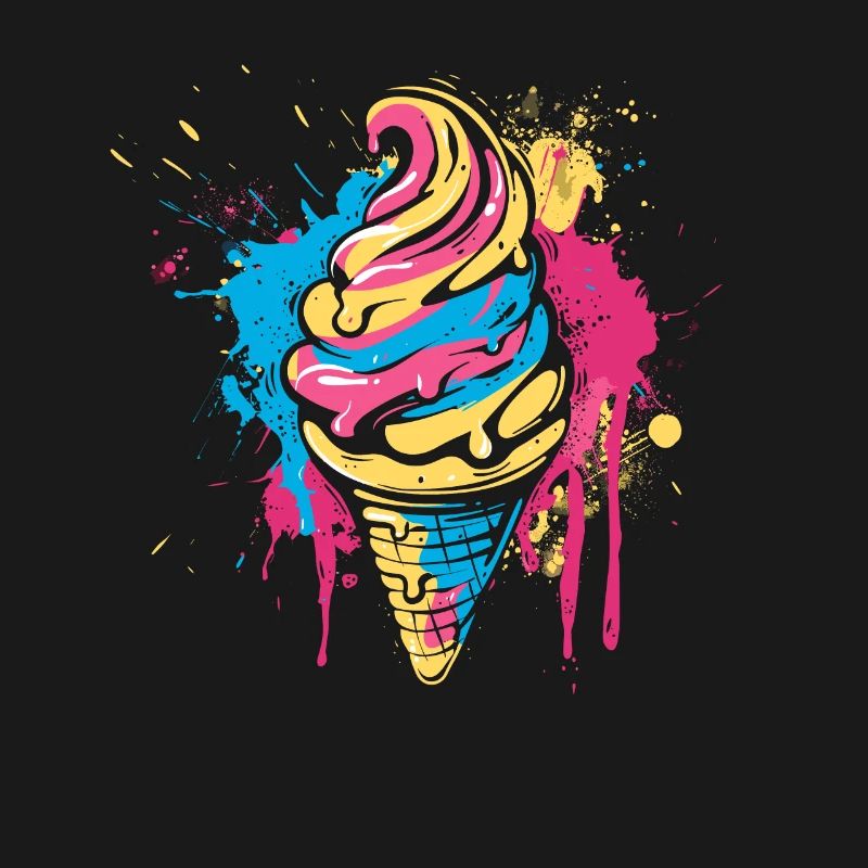 Cornet de crème glacée Éclaboussures de couleur