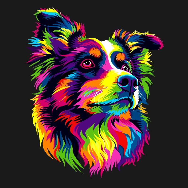 Australian Shepherd Bright Colors Pop Art Aussie