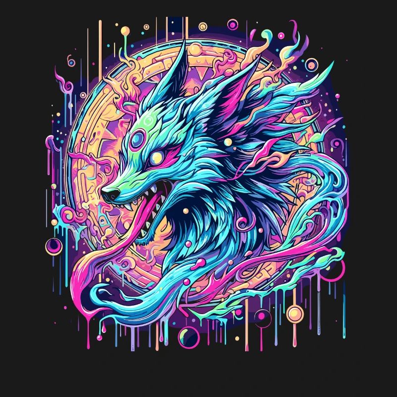 Psychedelic Fox Head Goa Art