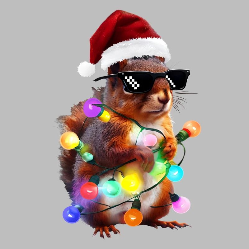 Weihnachts Eichhörnchen mit Lichterkett