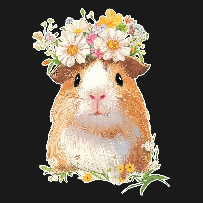 Cochon d’Inde avec des fleurs