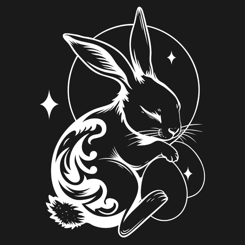 Sleeping Easter Bunny with Tribal and Eggs