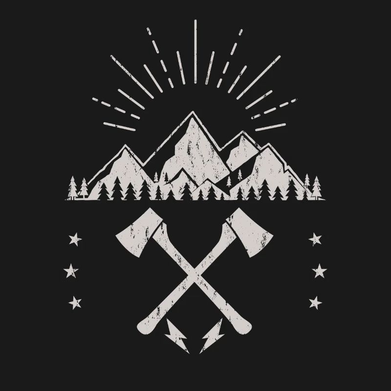 Robustes Berg-Sonnenaufgangsaxt-Emblem