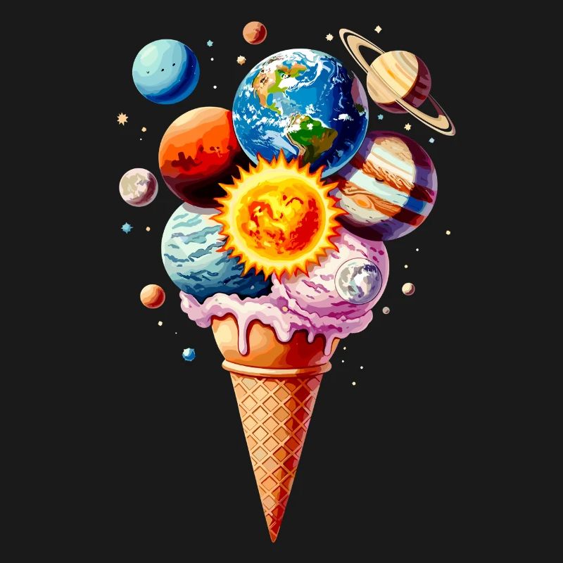 Planeten Eiscreme Waffel Eis