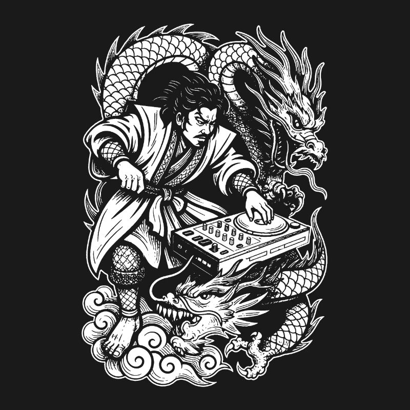 Samurai Shirt: Dragons Dancing Through Party Night