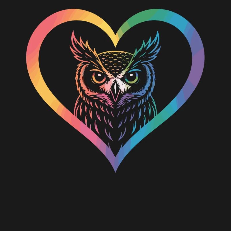 Regenbogen Eulen Herz Design