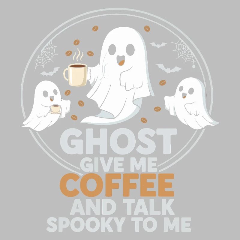 Gruseliger Geist mit Kaffee und Chat-Design