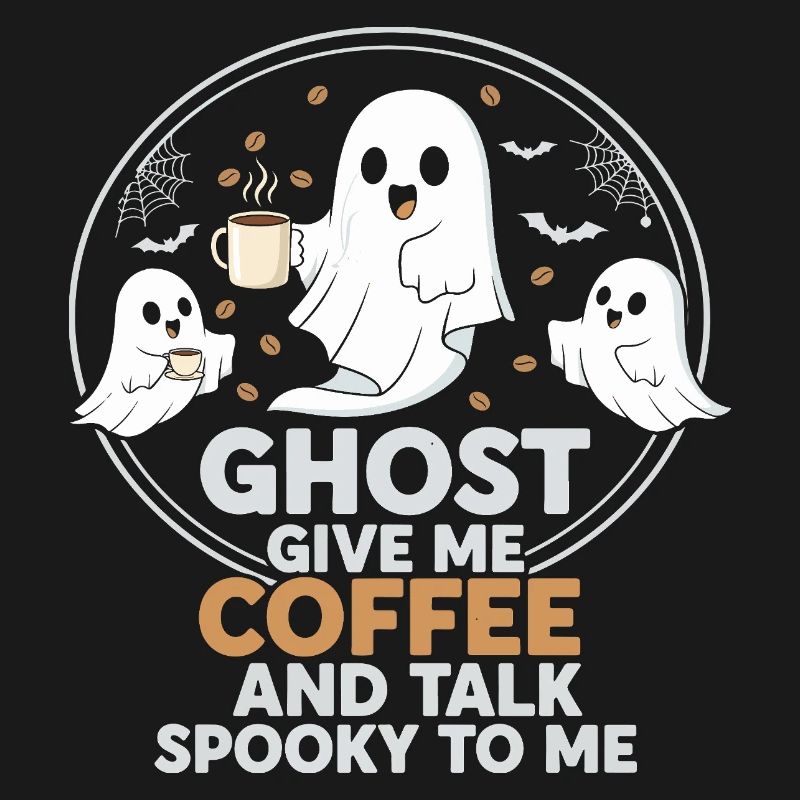 Spooky Ghost with Coffee and Chat Design