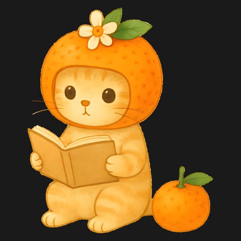 Chat ananas lecture avec fleurs