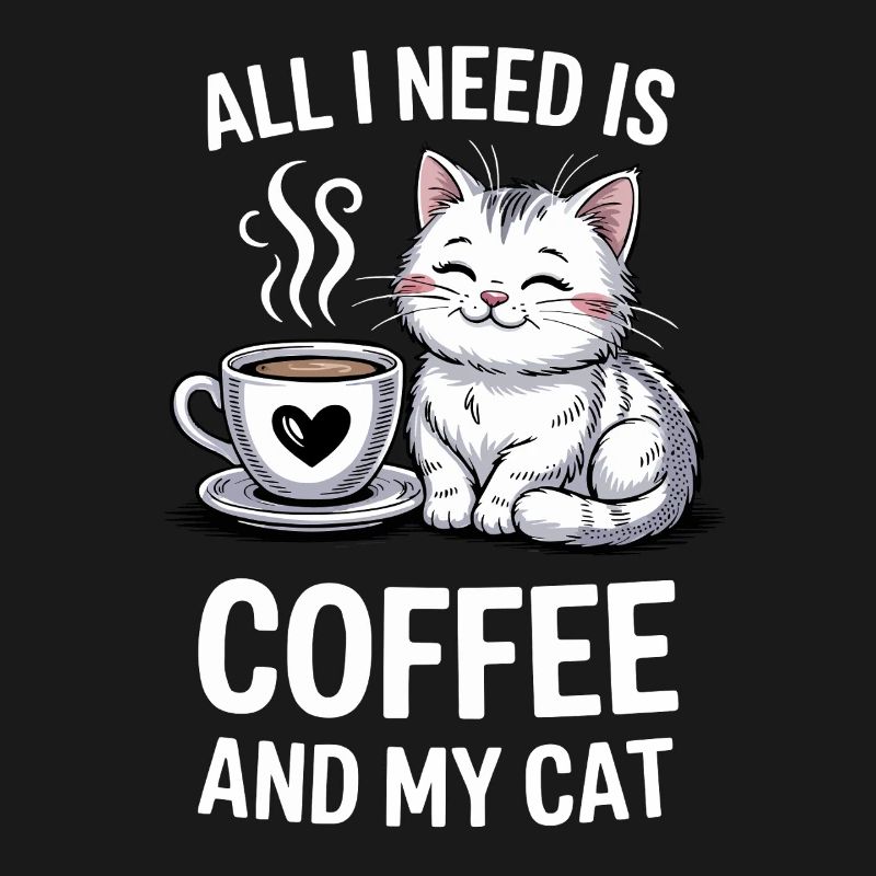 Conception de citation de café et de chat