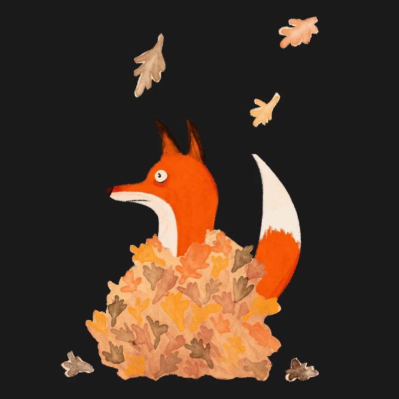 Fuchs mit Blättern