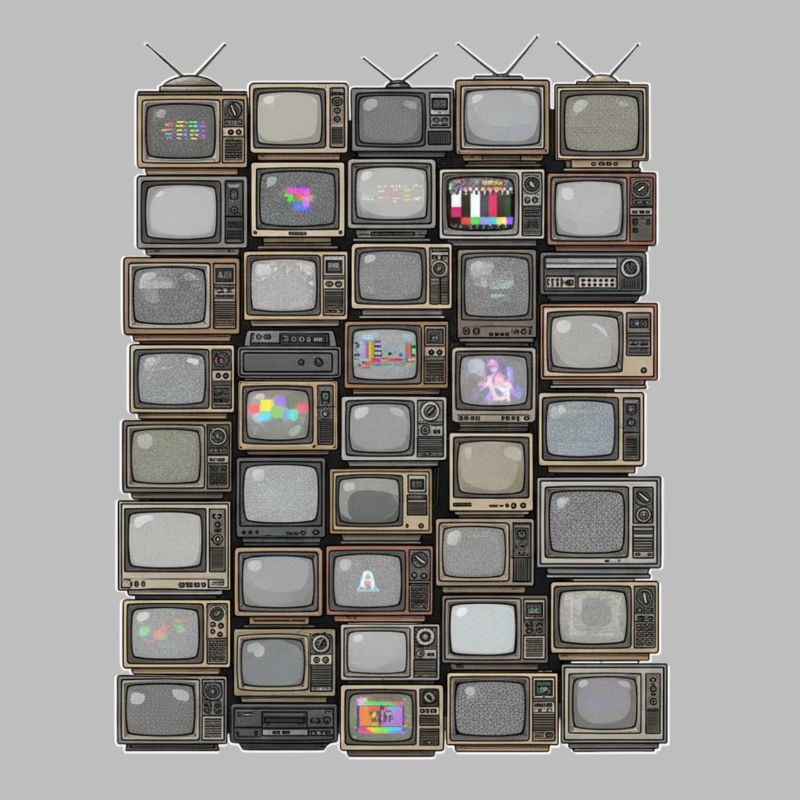 Retro Fernseh-Stack Collage