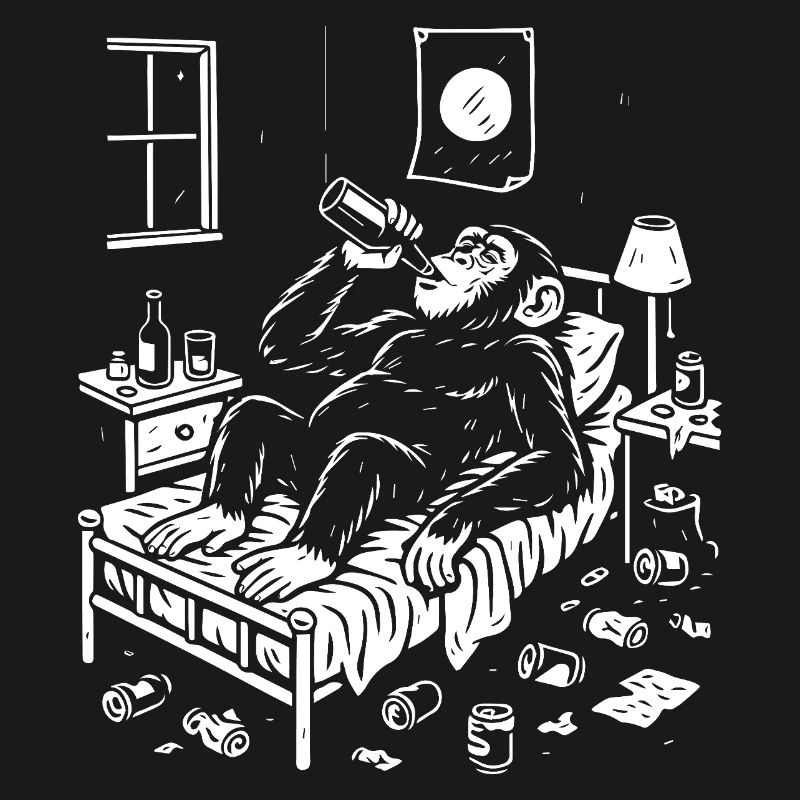 Bedtime Monkey Drinking Nightcap