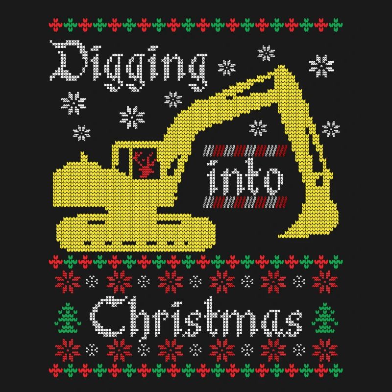 Digging into Ugly Christmas Excavator Construction Worker