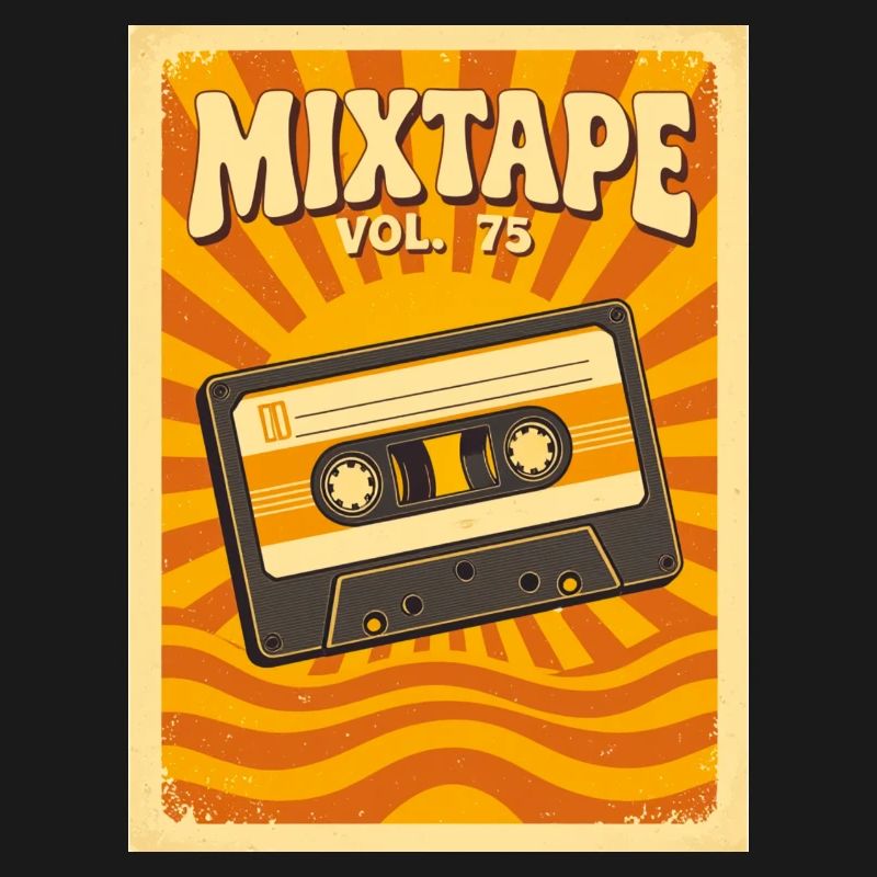 Retro-Mixtape-Illustration mit warmen Siebzigern