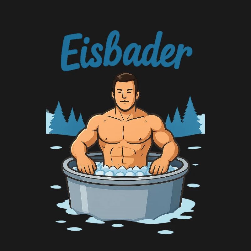Eisbader Muskelmann im Eisbad