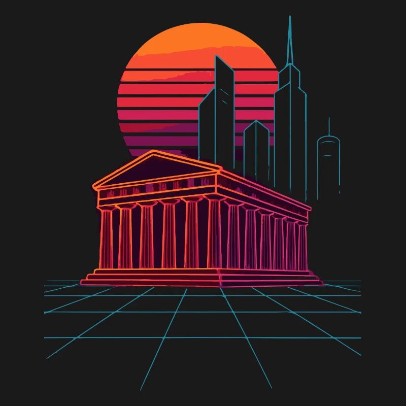 Neon Skyline Meets Ancient Columns - Athens